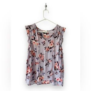 Ivy, size medium, sleeveless, purple with pink florals